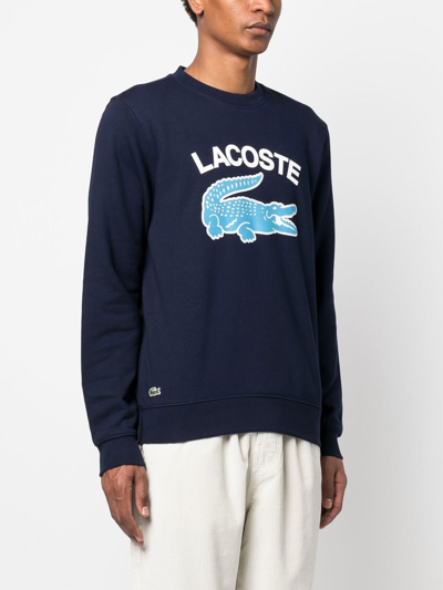 Shop Lacoste Logo-print Sweatshirt In Blue