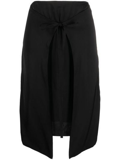 Shop Mm6 Maison Margiela High-waisted Asymmetric-hem Skirt In Black