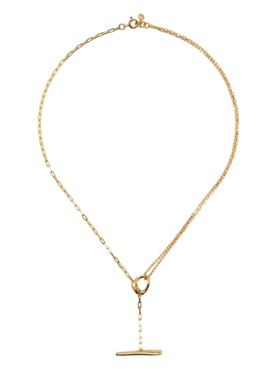 Shop Dinny Hall Thalassa Small T-bar Necklace In Gold