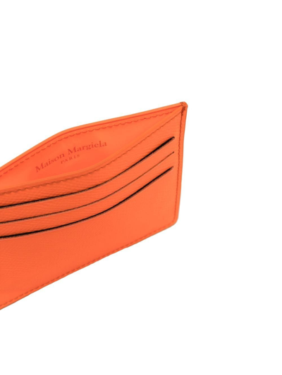 Shop Maison Margiela Grained Leather Cardholder In Orange