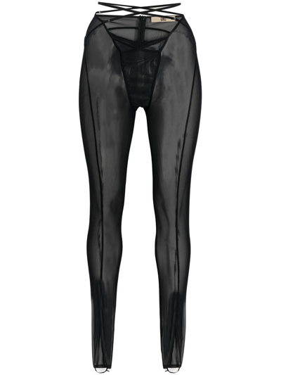 Shop Knwls Sheer-panel Cropped Leggings In Black
