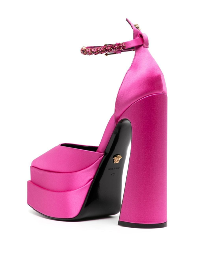 Versace Pink Canvas Medusa Aevitas Pumps In Pink