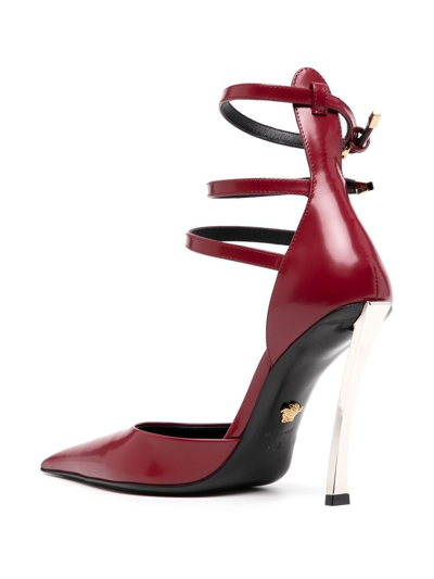 Versace 120mm Pointed-toe Leather Sandals In Red