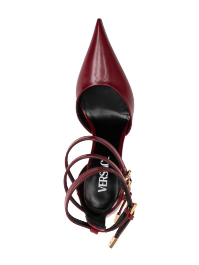 Versace 120mm Pointed-toe Leather Sandals In Red