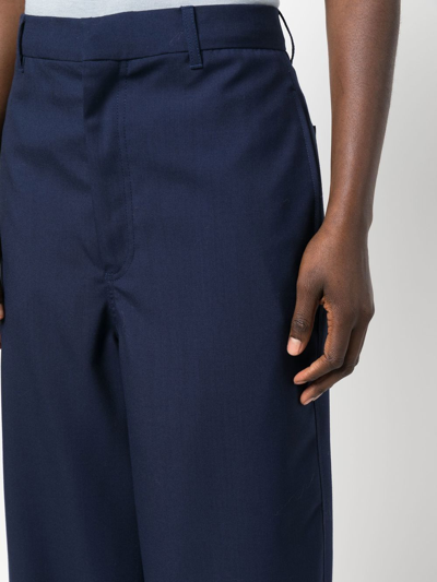 Shop Marni Cropped Wide-leg Trousers In Blue