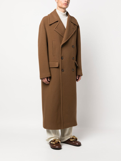 Shop Hevo Aragone Double-breasted Coat In Brown