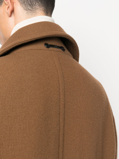 Shop Hevo Aragone Double-breasted Coat In Brown