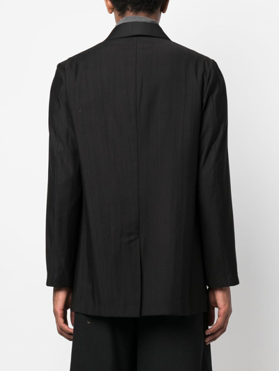 Shop Our Legacy Crease-effect Double-breasted Blazer In Black