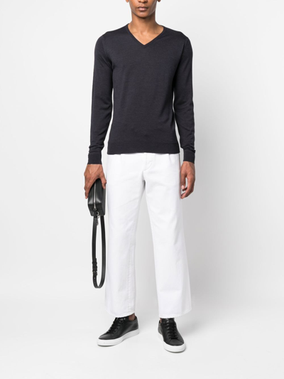 John Smedley V-neck Long-sleeved Jumper In Grey