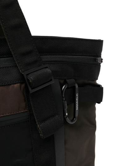 Shop Makavelic Contrasting-panel Strap-detail Tote Bag In Black