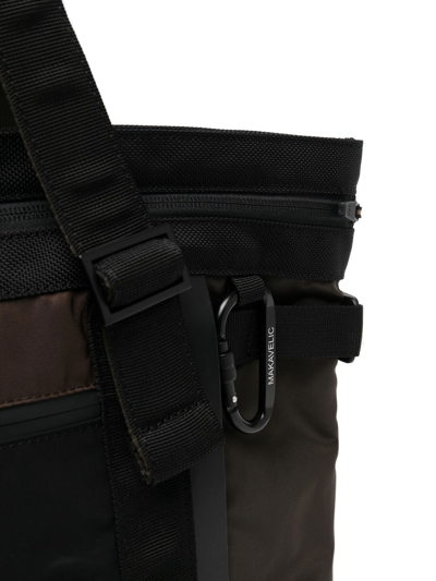 Makavelic Contrasting-panel Strap-detail Tote Bag In Black