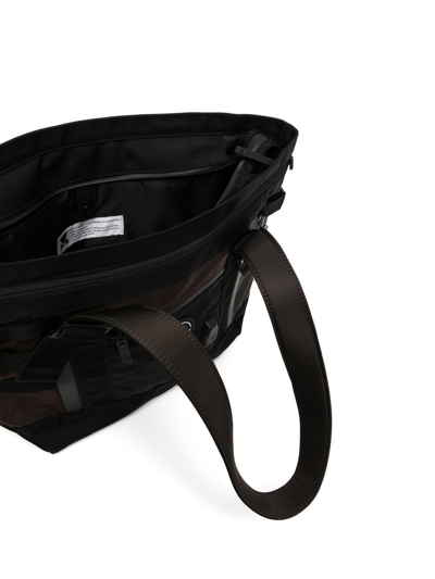 Makavelic Contrasting-panel Strap-detail Tote Bag In Black