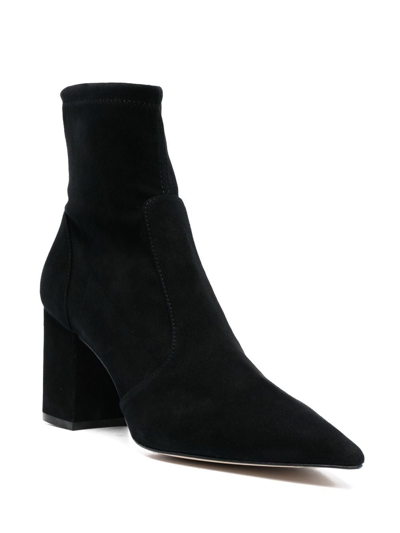 Stuart Weitzman Suede Block Heel Ankle Boots In Black