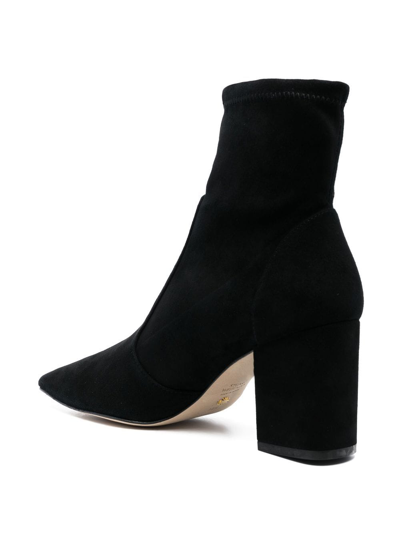 Stuart Weitzman Suede Block Heel Ankle Boots In Black