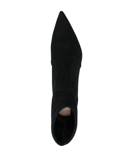Stuart Weitzman Suede Block Heel Ankle Boots In Black