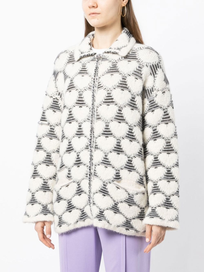 Marco Rambaldi Heart-print Knit Cardigan In White