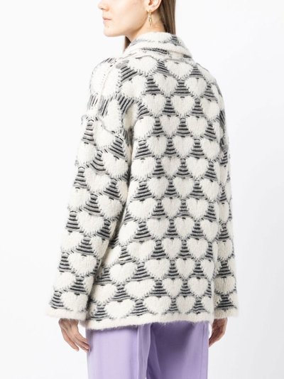 Marco Rambaldi Heart-print Knit Cardigan In White