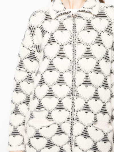 Shop Marco Rambaldi Heart-print Knit Cardigan In White