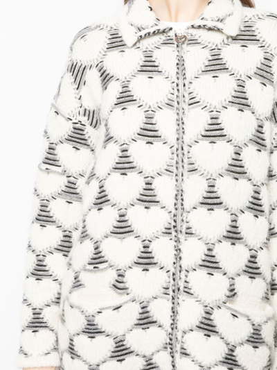 Marco Rambaldi Heart-print Knit Cardigan In White