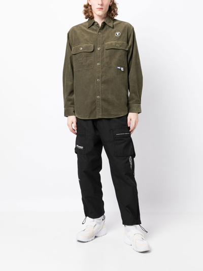 Aape By A Bathing Ape Logo-embroidered Shirt Jacket In Green