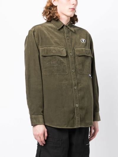 Aape By A Bathing Ape Logo-embroidered Shirt Jacket In Green