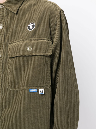 Aape By A Bathing Ape Logo-embroidered Shirt Jacket In Green