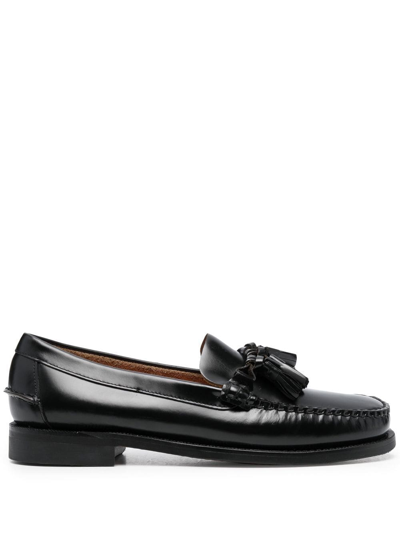 Shop Sebago Tassel-trim Leather Loafers In Black
