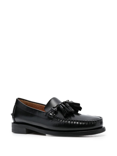 Shop Sebago Tassel-trim Leather Loafers In Black
