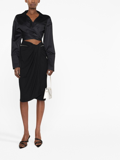 Shop Jacquemus Bodri Gathered Midi Skirt In Black