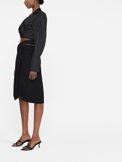 Shop Jacquemus Bodri Gathered Midi Skirt In Black