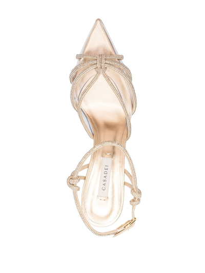 Casadei Crystal Strappy-design Sandals In Gold
