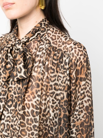 Shop Alexandre Vauthier Leopard-print Silk Blouse In Neutrals