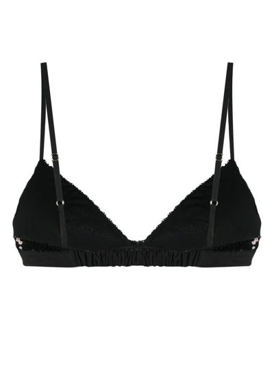 Khaite Sequin Silk Triangle Bra In Black