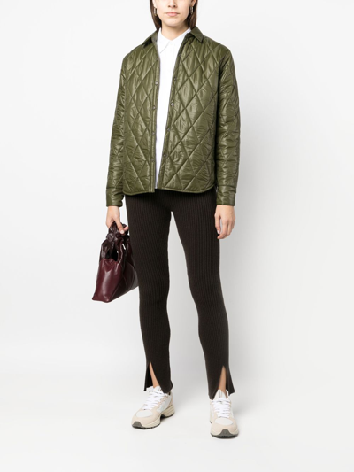 Shop Aspesi Quilted Button-up Jacket In Green