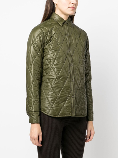 Shop Aspesi Quilted Button-up Jacket In Green