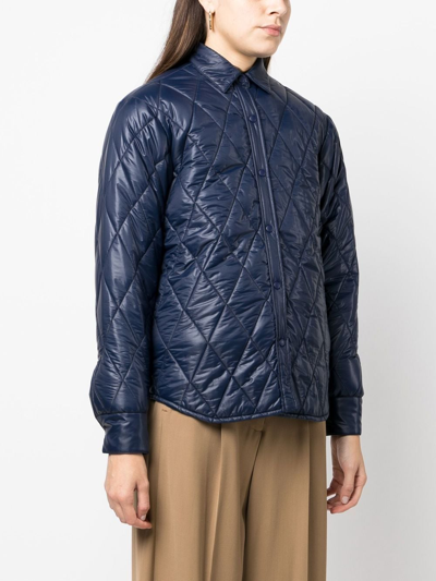 Shop Aspesi Quilted Button-up Jacket In Blue