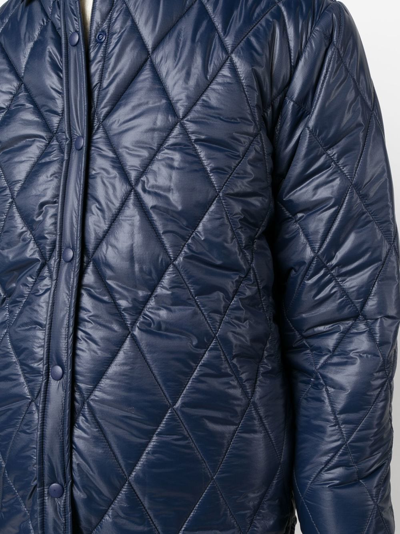 Shop Aspesi Quilted Button-up Jacket In Blue