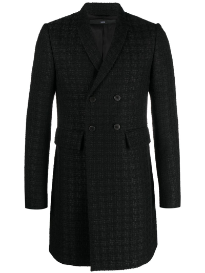 Shop Sapio Boucle Double-breasted Coat In Black