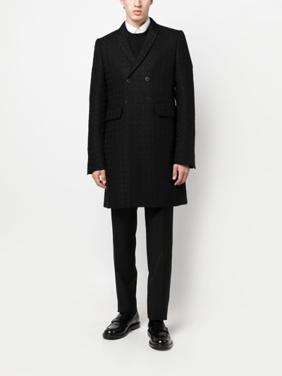 Shop Sapio Boucle Double-breasted Coat In Black