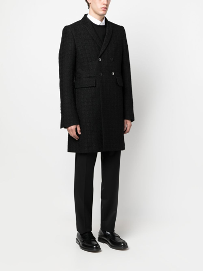 Shop Sapio Boucle Double-breasted Coat In Black
