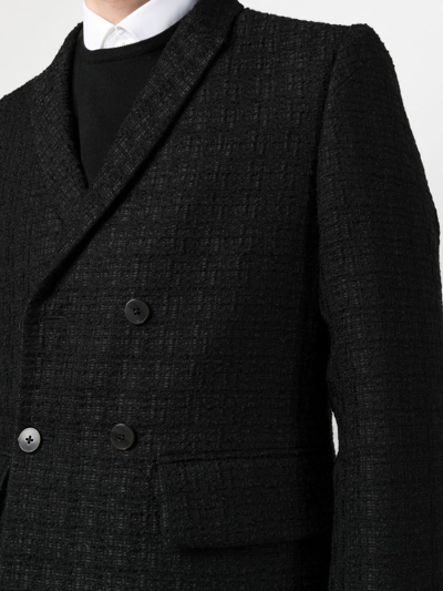 Shop Sapio Boucle Double-breasted Coat In Black