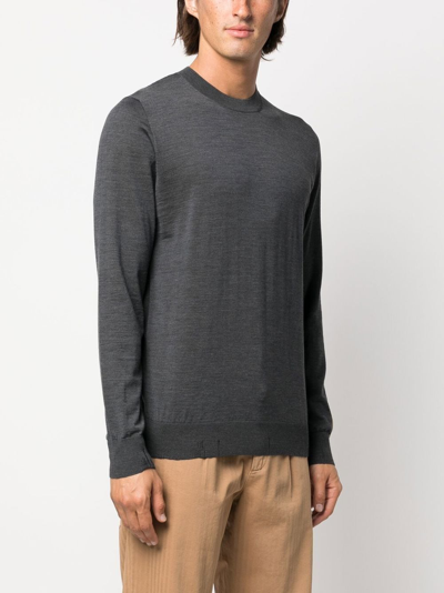 Shop Golden Goose Ribbed-knit Crew Neck Sweatshirt In Grey