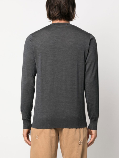 Shop Golden Goose Ribbed-knit Crew Neck Sweatshirt In Grey