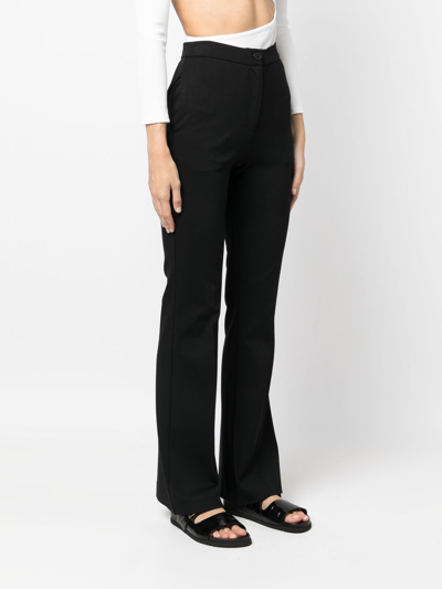 Shop Twinset High-waisted Flared Trousers In Black