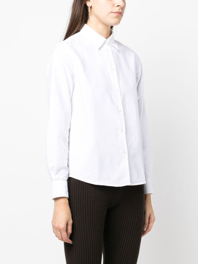 Shop Aspesi Cotton Long-sleeved Shirt In White