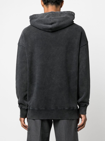 Shop Givenchy Logo-print Fleece Hoodie In Grey