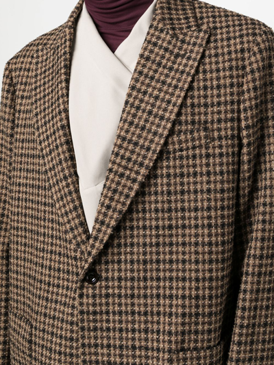 Shop 4sdesigns Checked Single-breasted Blazer In Brown