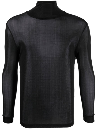 Shop Maison Margiela Sheer Long-sleeved T-shirt In Black