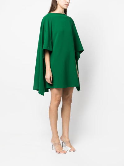 Shop Essentiel Antwerp Caiman Cape-effect Mini Dress In Green