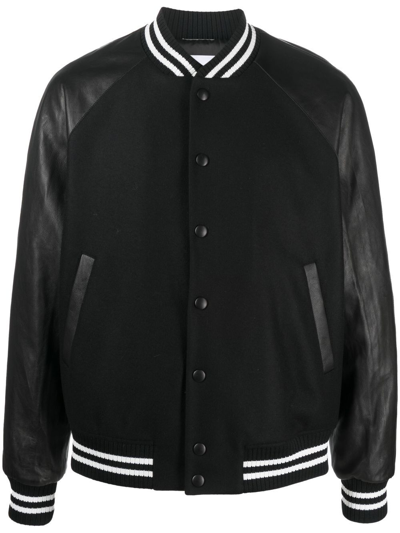 Shop Pt Torino Contrast-sleeve Bomber Jacket In Black